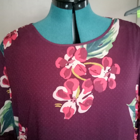 Women's Loft Floral Midi Shift Dress Burgundy XL - Picture 5 of 5